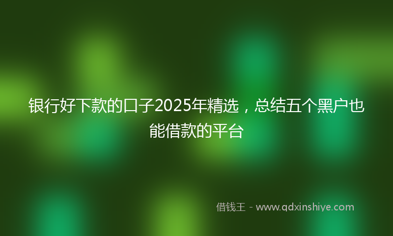 银行好下款的口子2025年精选，总结五个黑户也能借款的平台