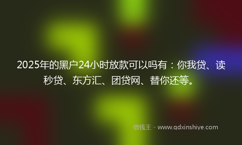 2025年的黑户24小时放款可以吗有：你我贷、读秒贷、东方汇、团贷网、替你还等。