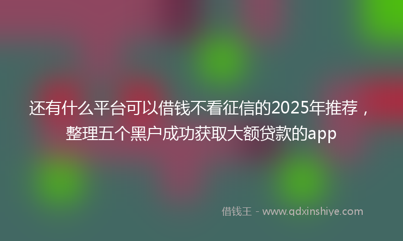 还有什么平台可以借钱不看征信的2025年推荐，整理五个黑户成功获取大额贷款的app