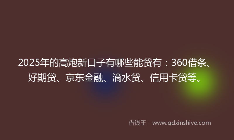 2025年的高炮新口子有哪些能贷有：360借条、好期贷、京东金融、滴水贷、信用卡贷等。
