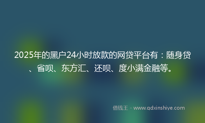 2025年的黑户24小时放款的网贷平台有：随身贷、省呗、东方汇、还呗、度小满金融等。