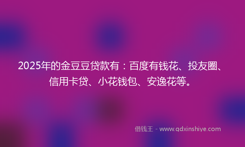 2025年的金豆豆贷款有：百度有钱花、投友圈、信用卡贷、小花钱包、安逸花等。