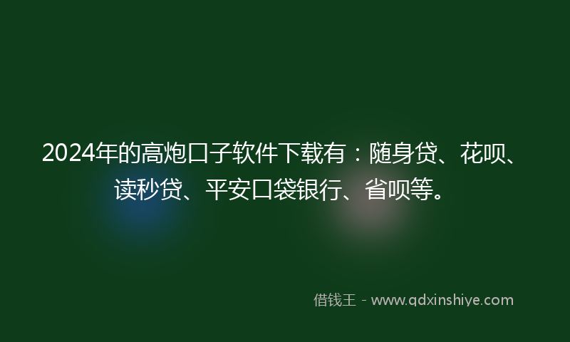 2024年的高炮口子软件下载有：随身贷、花呗、读秒贷、平安口袋银行、省呗等。