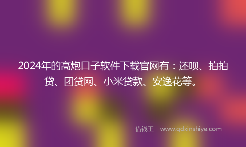 2024年的高炮口子软件下载官网有：还呗、拍拍贷、团贷网、小米贷款、安逸花等。