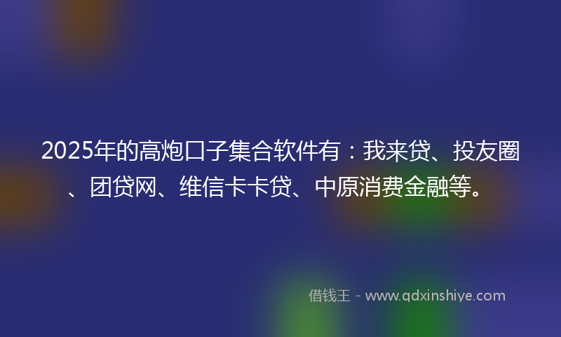 2025年的高炮口子集合软件有：我来贷、投友圈、团贷网、维信卡卡贷、中原消费金融等。