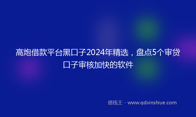 高炮借款平台黑口子2024年精选，盘点5个审贷口子审核加快的软件