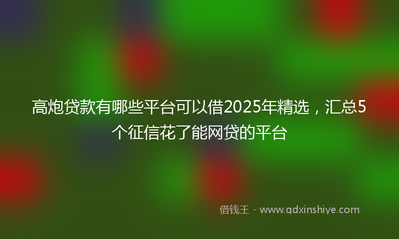 高炮贷款有哪些平台可以借2025年精选，汇总5个征信花了能网贷的平台
