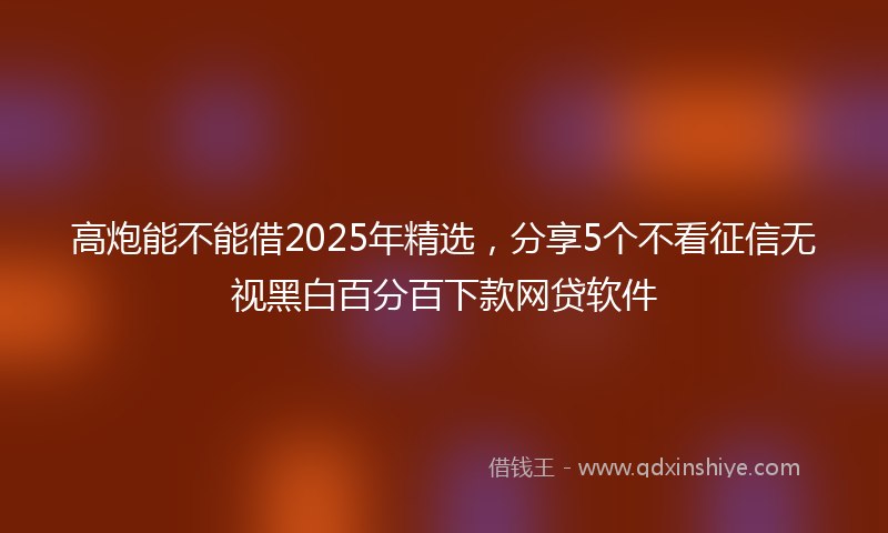 高炮能不能借2025年精选，分享5个不看征信无视黑白百分百下款网贷软件