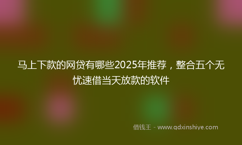 马上下款的网贷有哪些2025年推荐，整合五个无忧速借当天放款的软件