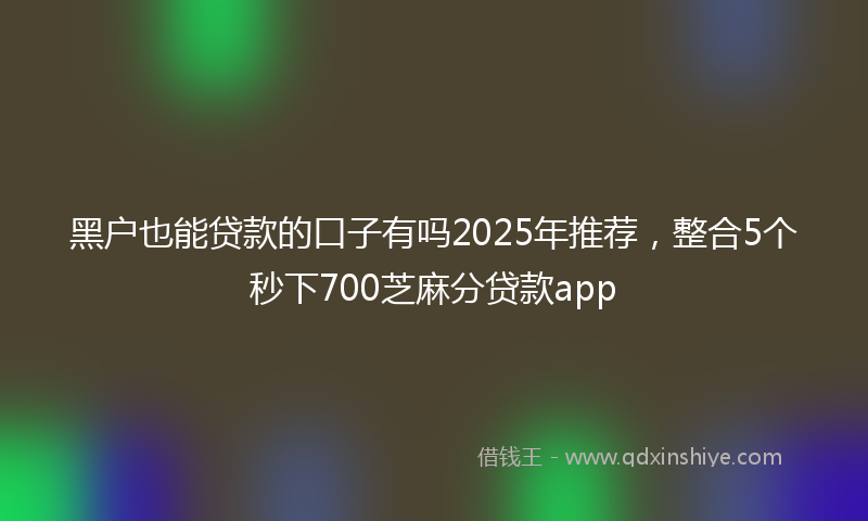黑户也能贷款的口子有吗2025年推荐，整合5个秒下700芝麻分贷款app