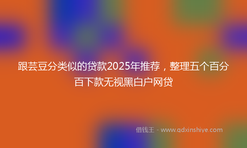 跟芸豆分类似的贷款2025年推荐，整理五个百分百下款无视黑白户网贷