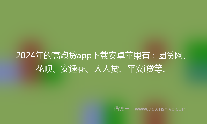 2024年的高炮贷app下载安卓苹果有：团贷网、花呗、安逸花、人人贷、平安i贷等。