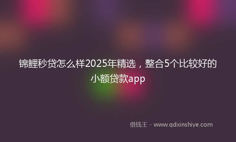 锦鲤秒贷怎么样2025年精选，整合5个比较好的小额贷款app