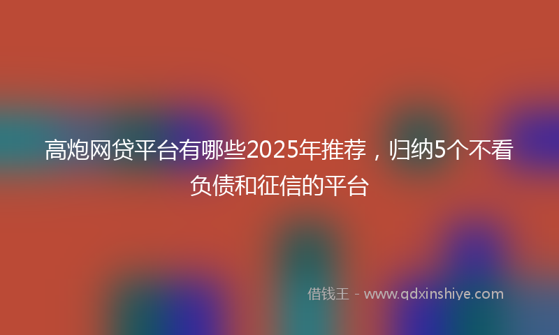 高炮网贷平台有哪些2025年推荐，归纳5个不看负债和征信的平台