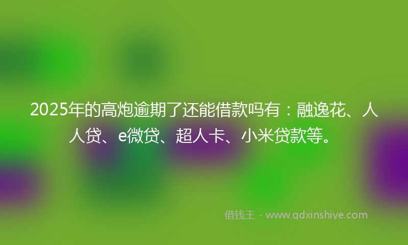 2025年的高炮逾期了还能借款吗有：融逸花、人人贷、e微贷、超人卡、小米贷款等。