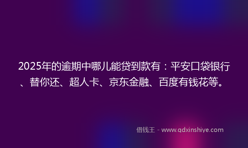 2025年的逾期中哪儿能贷到款有：平安口袋银行、替你还、超人卡、京东金融、百度有钱花等。