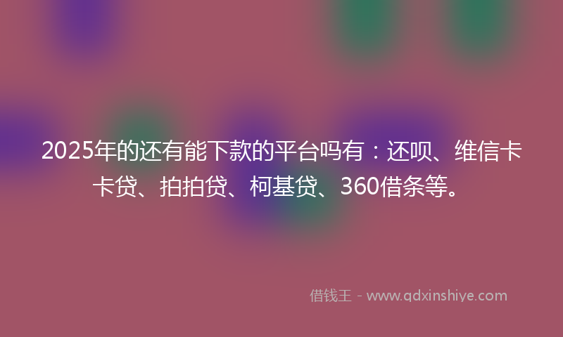 2025年的还有能下款的平台吗有：还呗、维信卡卡贷、拍拍贷、柯基贷、360借条等。