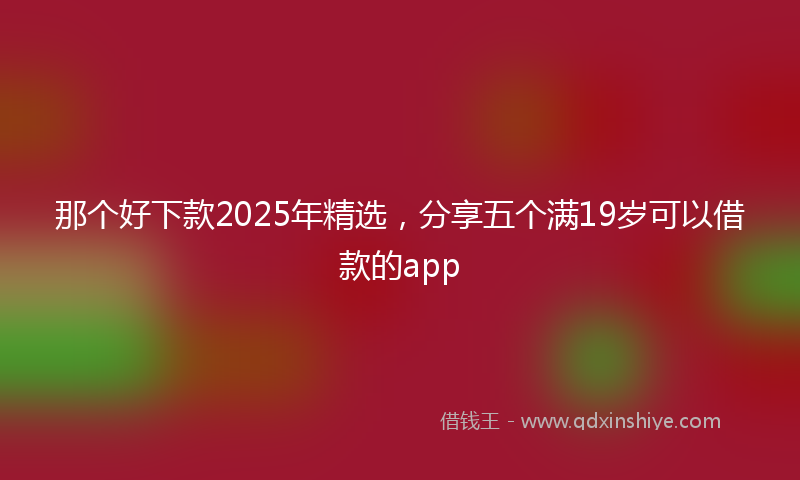 那个好下款2025年精选，分享五个满19岁可以借款的app