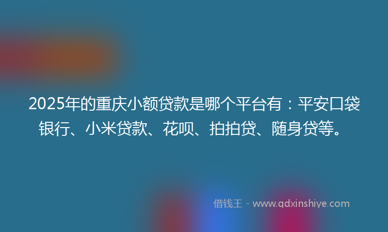 2025年的重庆小额贷款是哪个平台有：平安口袋银行、小米贷款、花呗、拍拍贷、随身贷等。