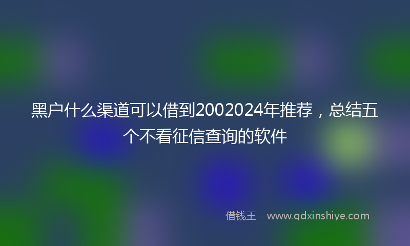 黑户什么渠道可以借到2002024年推荐，总结五个不看征信查询的软件