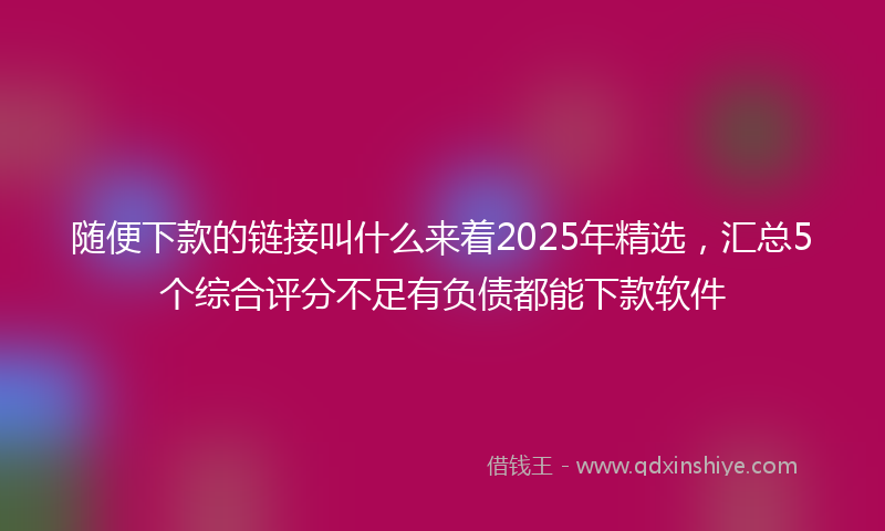 随便下款的链接叫什么来着2025年精选，汇总5个综合评分不足有负债都能下款软件