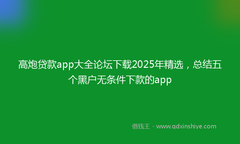 高炮贷款app大全论坛下载2025年精选，总结五个黑户无条件下款的app
