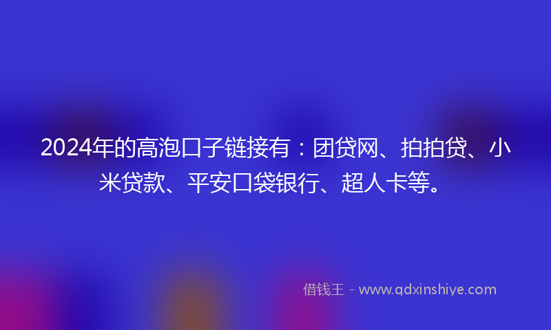 2024年的高泡口子链接有：团贷网、拍拍贷、小米贷款、平安口袋银行、超人卡等。