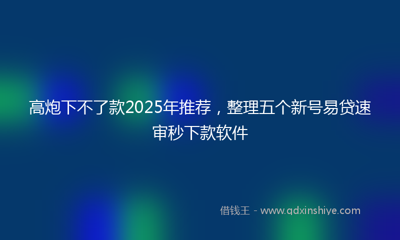 高炮下不了款2025年推荐，整理五个新号易贷速审秒下款软件