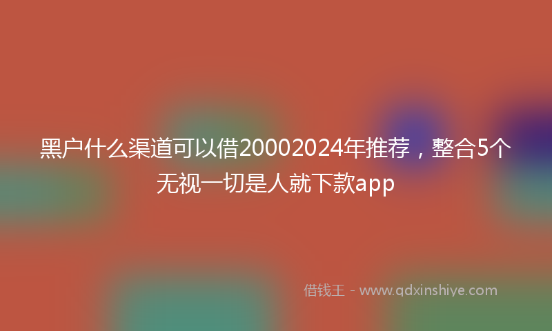 黑户什么渠道可以借20002024年推荐，整合5个无视一切是人就下款app