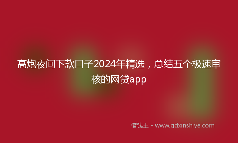 高炮夜间下款口子2024年精选，总结五个极速审核的网贷app