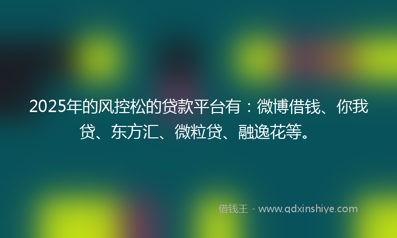 2025年的风控松的贷款平台有：微博借钱、你我贷、东方汇、微粒贷、融逸花等。