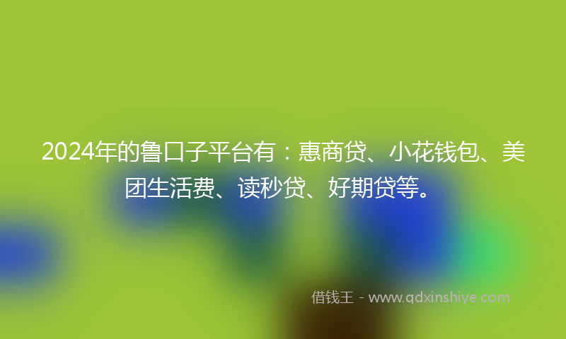 2024年的鲁口子平台有：惠商贷、小花钱包、美团生活费、读秒贷、好期贷等。