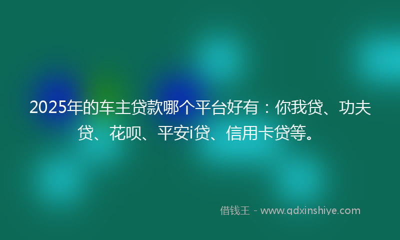 2025年的车主贷款哪个平台好有：你我贷、功夫贷、花呗、平安i贷、信用卡贷等。