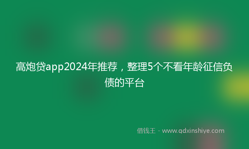 高炮贷app2024年推荐，整理5个不看年龄征信负债的平台
