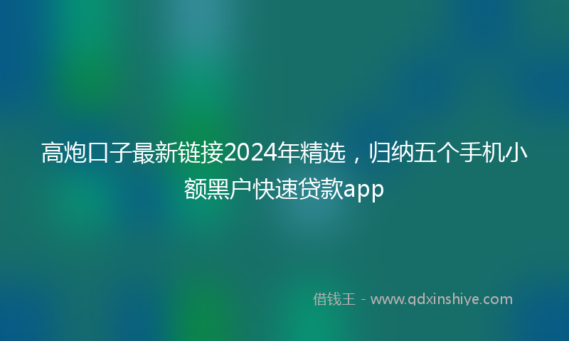 高炮口子最新链接2024年精选，归纳五个手机小额黑户快速贷款app