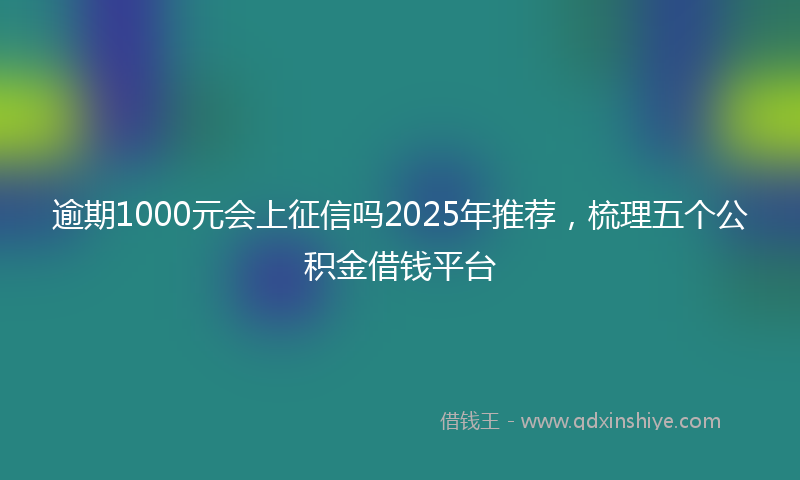 逾期1000元会上征信吗2025年推荐，梳理五个公积金借钱平台