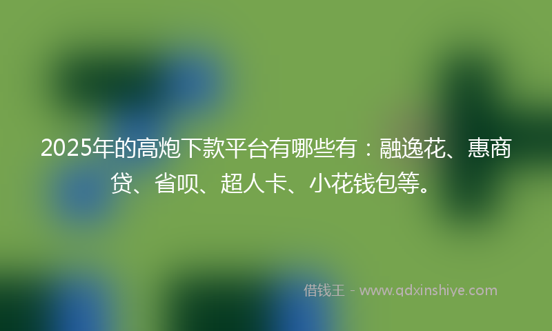 2025年的高炮下款平台有哪些有：融逸花、惠商贷、省呗、超人卡、小花钱包等。