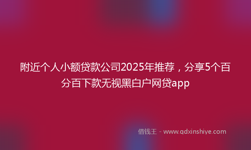 附近个人小额贷款公司2025年推荐，分享5个百分百下款无视黑白户网贷app