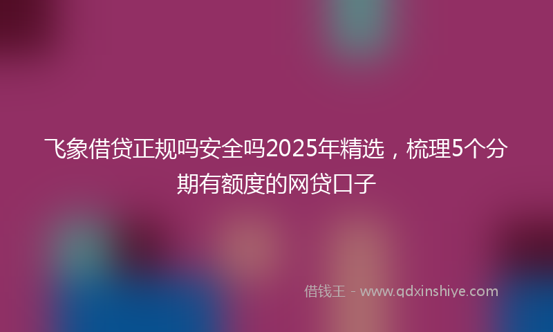 飞象借贷正规吗安全吗2025年精选，梳理5个分期有额度的网贷口子