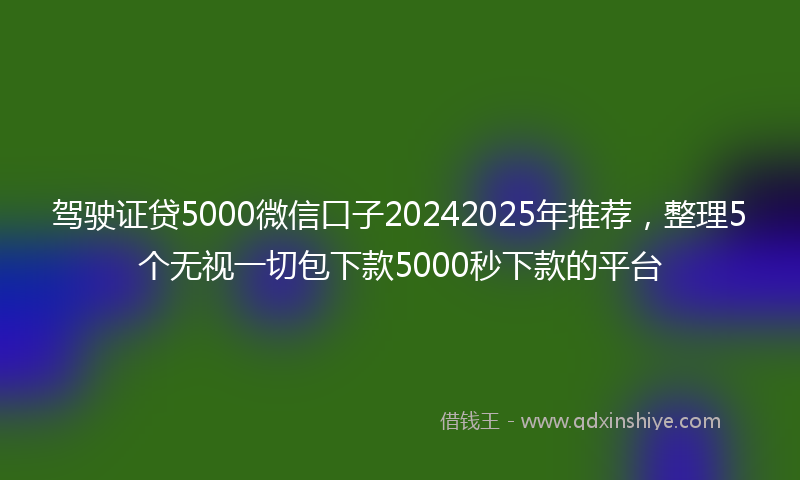 驾驶证贷5000微信口子20242025年推荐，整理5个无视一切包下款5000秒下款的平台