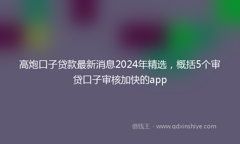 高炮口子贷款最新消息2024年精选，概括5个审贷口子审核加快的app
