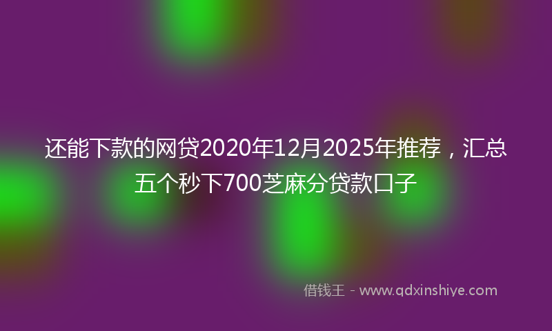 还能下款的网贷2020年12月2025年推荐，汇总五个秒下700芝麻分贷款口子