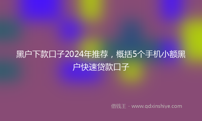黑户下款口子2024年推荐，概括5个手机小额黑户快速贷款口子
