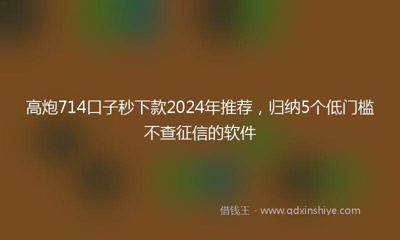 高炮714口子秒下款2024年推荐，归纳5个低门槛不查征信的软件