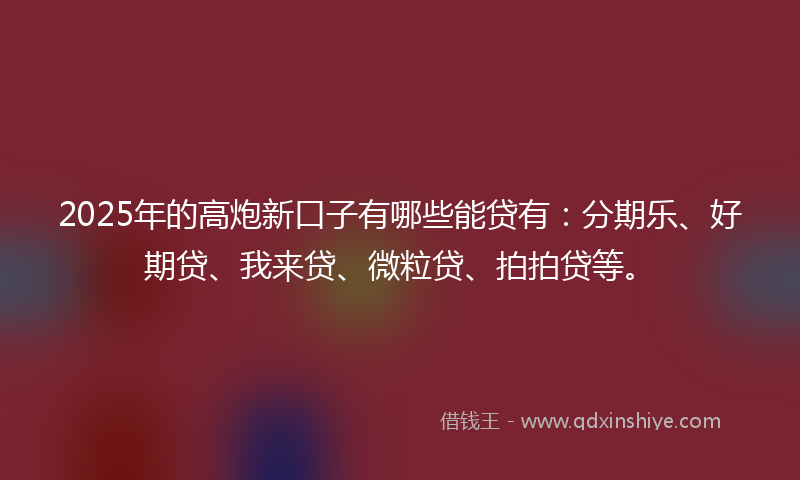 2025年的高炮新口子有哪些能贷有：分期乐、好期贷、我来贷、微粒贷、拍拍贷等。