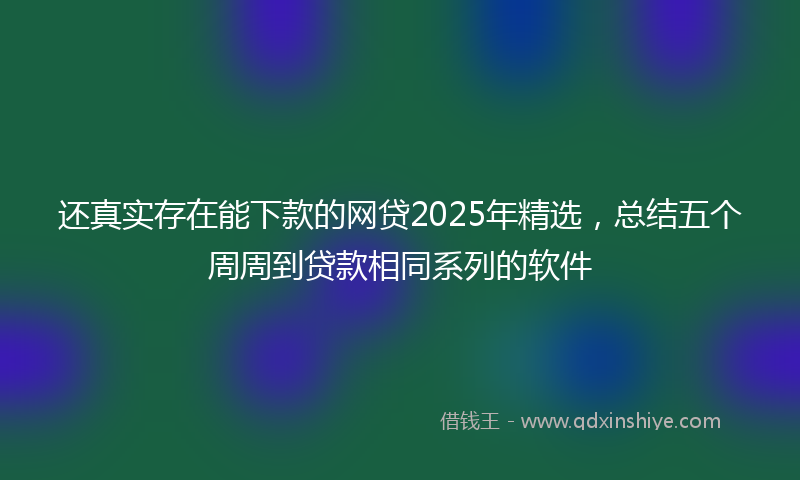 还真实存在能下款的网贷2025年精选，总结五个周周到贷款相同系列的软件