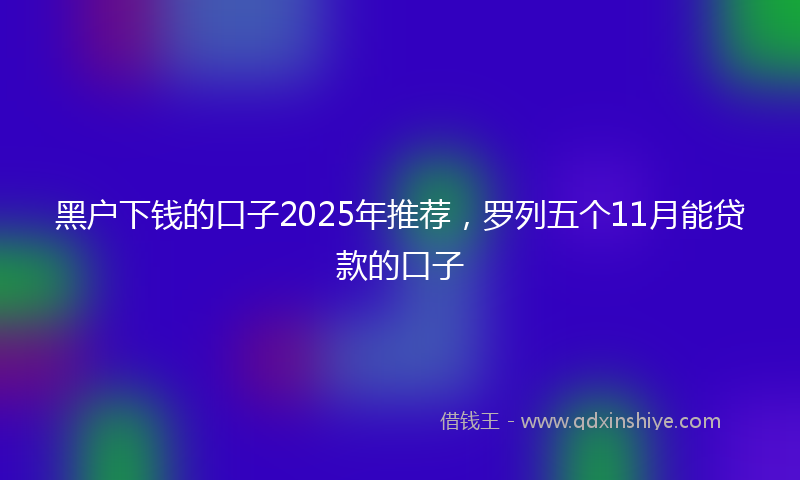 黑户下钱的口子2025年推荐，罗列五个11月能贷款的口子