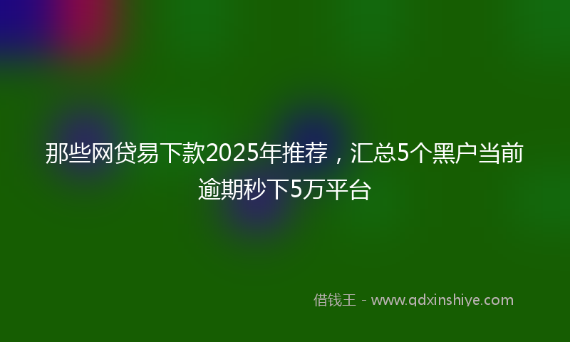 那些网贷易下款2025年推荐，汇总5个黑户当前逾期秒下5万平台