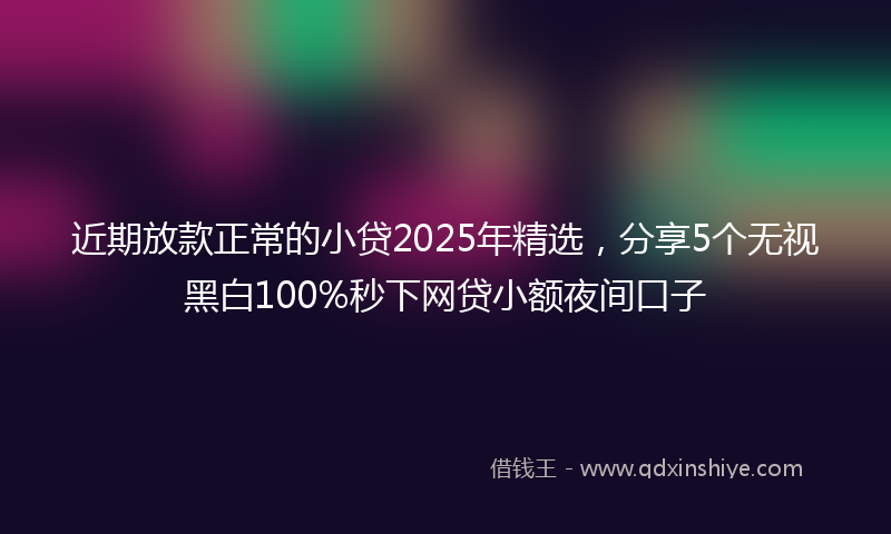 近期放款正常的小贷2025年精选，分享5个无视黑白100%秒下网贷小额夜间口子