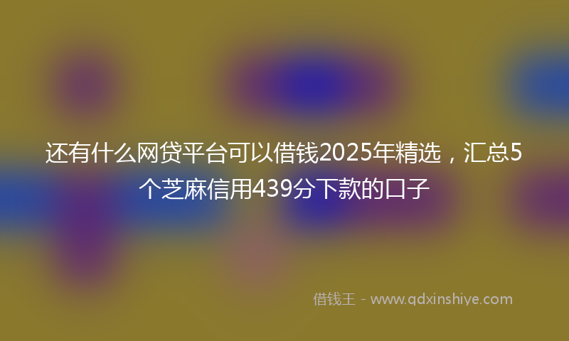 还有什么网贷平台可以借钱2025年精选，汇总5个芝麻信用439分下款的口子